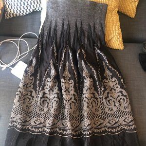 Free People style silky embroidered skirt